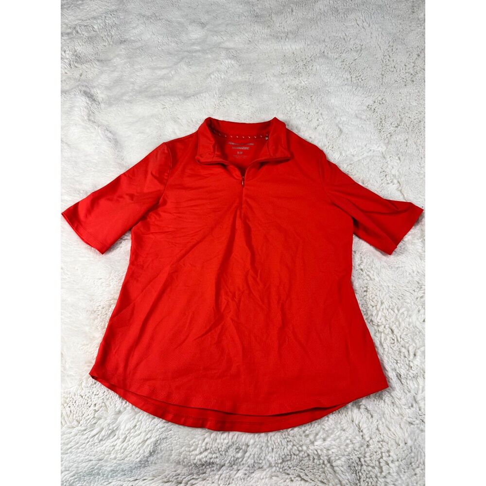 Tommy Bahama IslandZone Red Half Zip Golf Top S/P Women Performance Tennis UPF